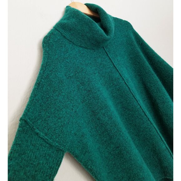 Anthropologie Larissa Turtleneck Tunic Sweater S Pullover Green Side Slit Chunky - Picture 14 of 16